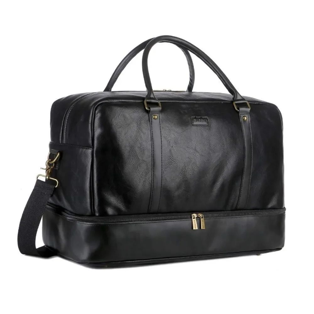 Leather travel duffle bag